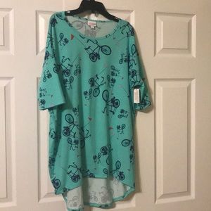 Lularoe top with bicycles, maybe the Irma or Carly